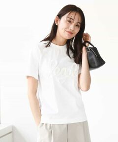 MK MICHEL KLEIN / エムケーミッシェルクラン カットソー | フリンジ刺繍ロゴTシャツ/洗える