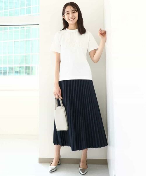 MK MICHEL KLEIN / エムケーミッシェルクラン カットソー | フリンジ刺繍ロゴTシャツ/洗える | 詳細16