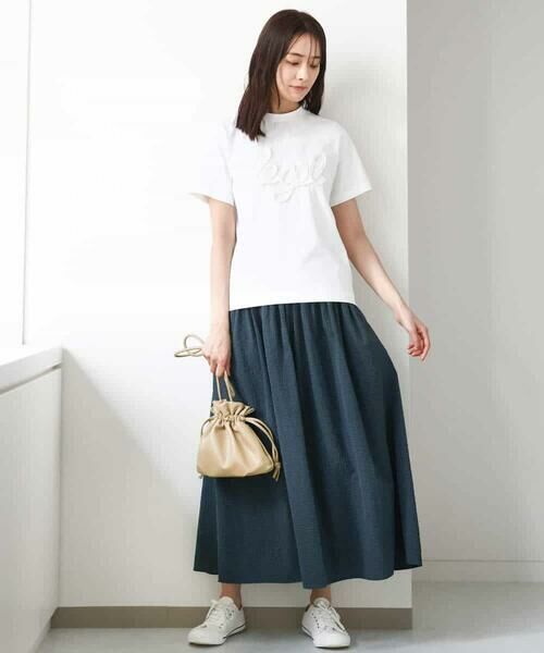 MK MICHEL KLEIN / エムケーミッシェルクラン カットソー | フリンジ刺繍ロゴTシャツ/洗える | 詳細2