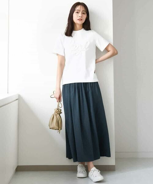 MK MICHEL KLEIN / エムケーミッシェルクラン カットソー | フリンジ刺繍ロゴTシャツ/洗える | 詳細3