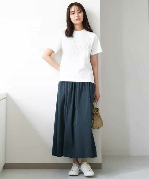 MK MICHEL KLEIN / エムケーミッシェルクラン カットソー | フリンジ刺繍ロゴTシャツ/洗える | 詳細4