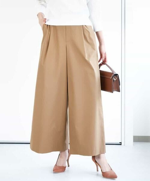 MK MICHEL KLEIN/エムケーミッシェルクラン ストレッチツイル プルオンワイドパンツ/洗える キャメル M MK MICHEL KLEIN/エムケーミッシェルクラン ストレッチツイル プルオンワイドパンツ/洗える キャメル M