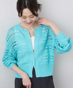 MK MICHEL KLEIN / エムケーミッシェルクラン その他アウター | かぎ針風編みニットブルゾン/洗える