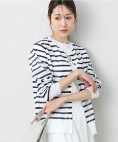 MK MICHEL KLEIN / エムケーミッシェルクラン カーディガン・ボレロ | シアーボーダーニットカーディガン/洗える