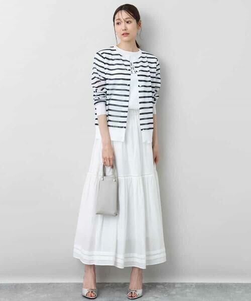 MK MICHEL KLEIN / エムケーミッシェルクラン カーディガン・ボレロ | シアーボーダーニットカーディガン/洗える | 詳細11