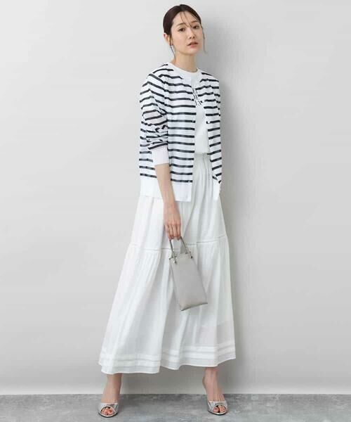 MK MICHEL KLEIN / エムケーミッシェルクラン カーディガン・ボレロ | シアーボーダーニットカーディガン/洗える | 詳細14