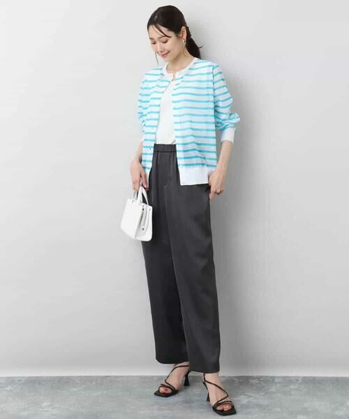 MK MICHEL KLEIN / エムケーミッシェルクラン カーディガン・ボレロ | シアーボーダーニットカーディガン/洗える | 詳細15