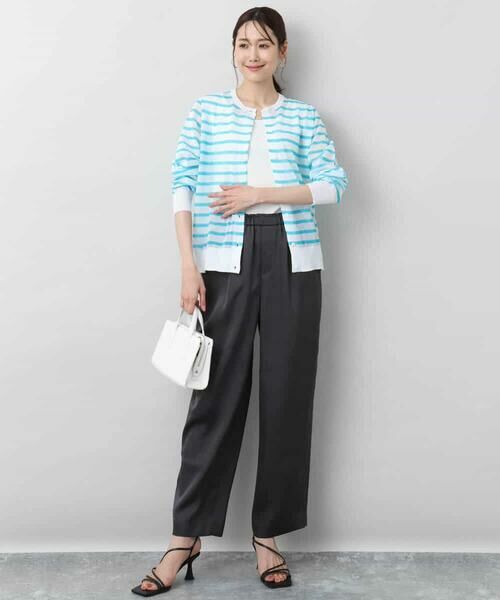 MK MICHEL KLEIN / エムケーミッシェルクラン カーディガン・ボレロ | シアーボーダーニットカーディガン/洗える | 詳細16