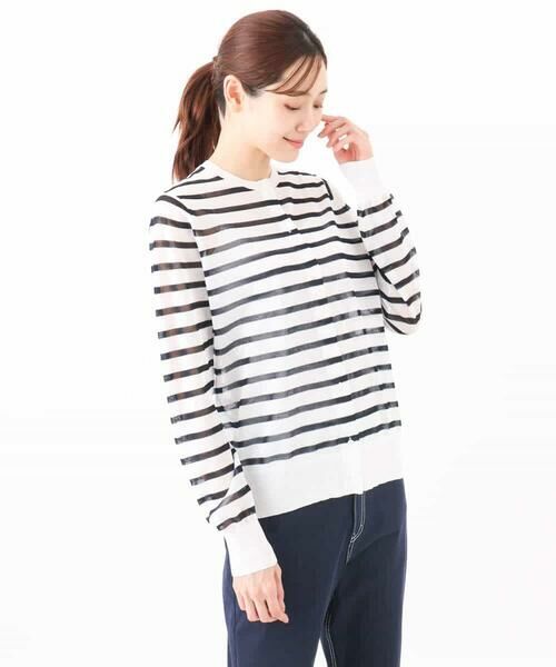 MK MICHEL KLEIN / エムケーミッシェルクラン カーディガン・ボレロ | シアーボーダーニットカーディガン/洗える | 詳細24