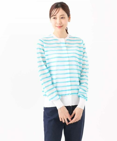 MK MICHEL KLEIN / エムケーミッシェルクラン カーディガン・ボレロ | シアーボーダーニットカーディガン/洗える | 詳細26