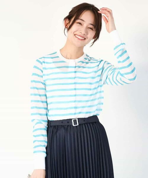 MK MICHEL KLEIN / エムケーミッシェルクラン カーディガン・ボレロ | シアーボーダーニットカーディガン/洗える | 詳細28