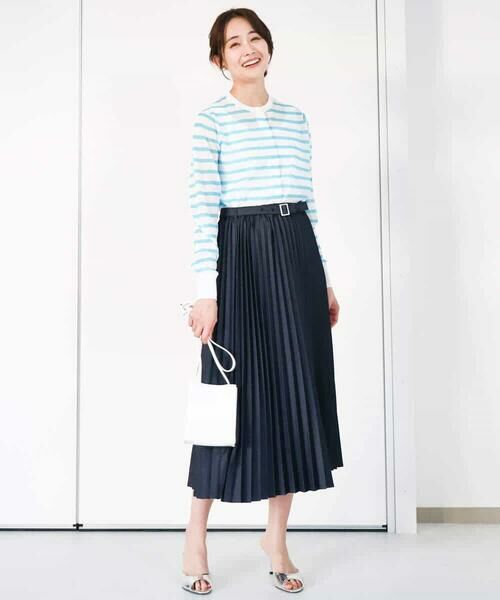 MK MICHEL KLEIN / エムケーミッシェルクラン カーディガン・ボレロ | シアーボーダーニットカーディガン/洗える | 詳細30