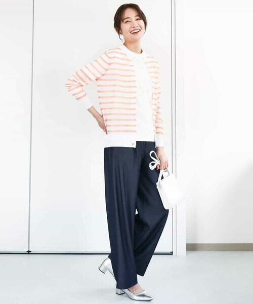 MK MICHEL KLEIN / エムケーミッシェルクラン カーディガン・ボレロ | シアーボーダーニットカーディガン/洗える | 詳細5