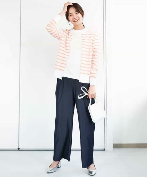 MK MICHEL KLEIN / エムケーミッシェルクラン カーディガン・ボレロ | シアーボーダーニットカーディガン/洗える | 詳細6