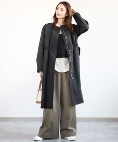 MK MICHEL KLEIN / エムケーミッシェルクラン その他アウター | タフタノーカラーロングコート/洗える