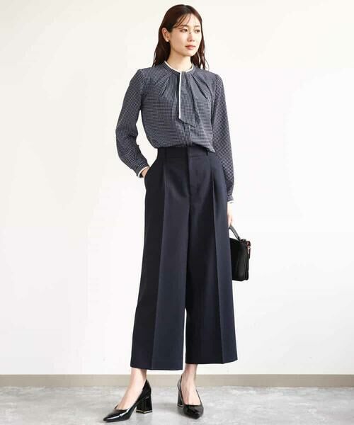 MK MICHEL KLEIN / エムケーミッシェルクラン シャツ・ブラウス | ドット幾何柄ボウタイ付きブラウス/洗える | 詳細2