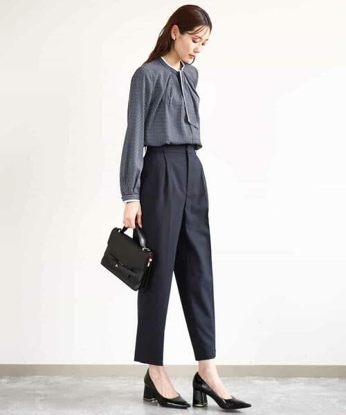 MK MICHEL KLEIN / エムケーミッシェルクラン シャツ・ブラウス | ドット幾何柄ボウタイ付きブラウス/洗える | 詳細3