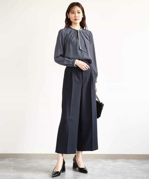 MK MICHEL KLEIN / エムケーミッシェルクラン シャツ・ブラウス | ドット幾何柄ボウタイ付きブラウス/洗える | 詳細5