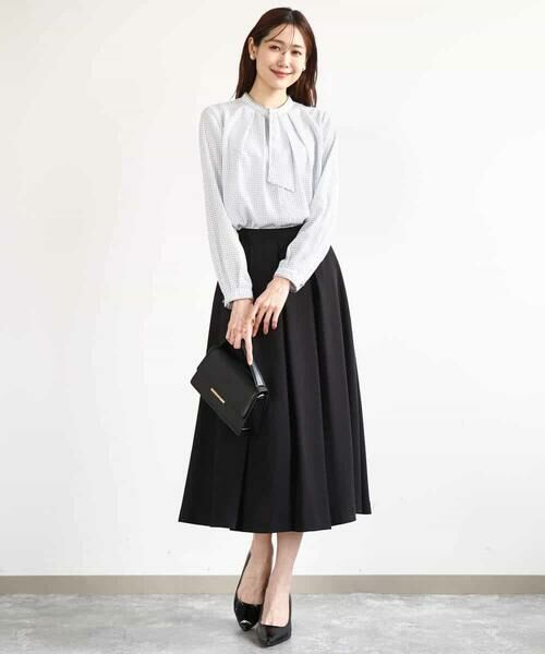 MK MICHEL KLEIN / エムケーミッシェルクラン シャツ・ブラウス | ドット幾何柄ボウタイ付きブラウス/洗える | 詳細7