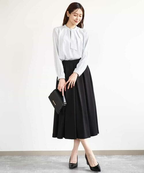 MK MICHEL KLEIN / エムケーミッシェルクラン シャツ・ブラウス | ドット幾何柄ボウタイ付きブラウス/洗える | 詳細8