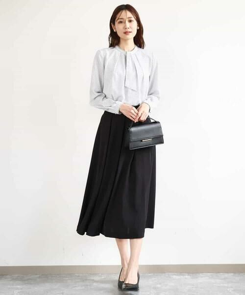 MK MICHEL KLEIN / エムケーミッシェルクラン シャツ・ブラウス | ドット幾何柄ボウタイ付きブラウス/洗える | 詳細9