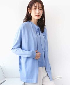 MK MICHEL KLEIN / エムケーミッシェルクラン ニット・セーター | ボウタイデザインカラーニットアンサンブル/洗える