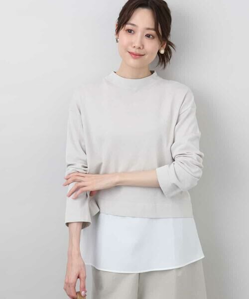 MK MICHEL KLEIN/エムケーミッシェルクラン クロップド丈ラメニット×フレアーデシンタンクトップ アンサンブル/洗える ライトベージュ M MK MICHEL KLEIN/エムケーミッシェルクラン クロップド丈ラメニット×フレアーデシンタンクトップ アンサンブル/洗える ライトベージュ M
