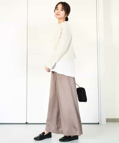 MK MICHEL KLEIN / エムケーミッシェルクラン その他パンツ | サテンワイドシルエットパンツ/洗える | 詳細3