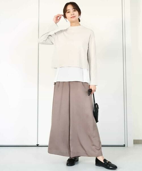 MK MICHEL KLEIN / エムケーミッシェルクラン その他パンツ | サテンワイドシルエットパンツ/洗える | 詳細4