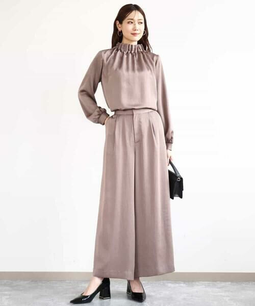 MK MICHEL KLEIN / エムケーミッシェルクラン その他パンツ | サテンワイドシルエットパンツ/洗える | 詳細5