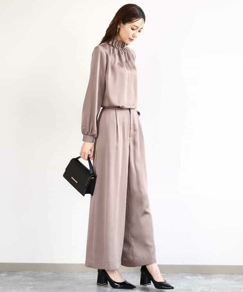 MK MICHEL KLEIN / エムケーミッシェルクラン その他パンツ | サテンワイドシルエットパンツ/洗える | 詳細7