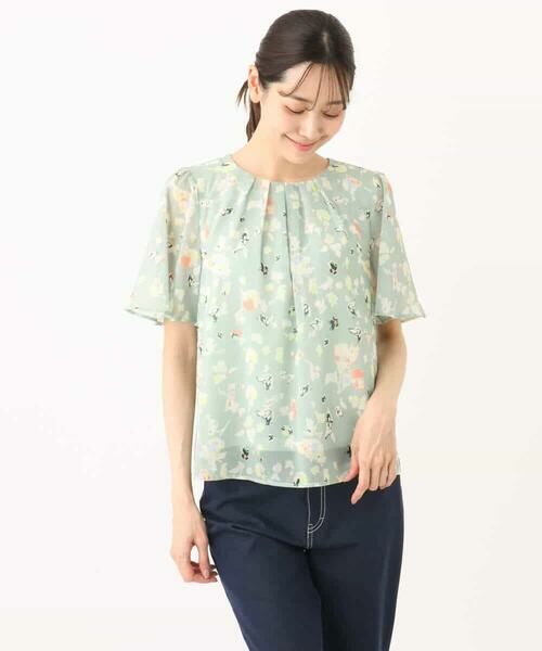 MK MICHEL KLEIN / エムケーミッシェルクラン シャツ・ブラウス | フレアースリーブ花柄シフォンブラウス/洗える | 詳細28