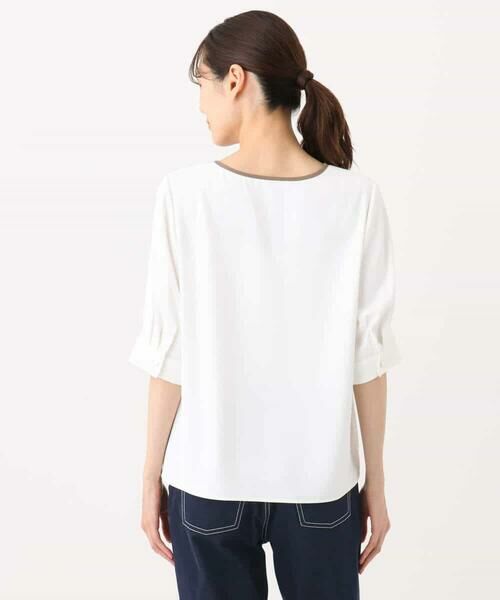 MK MICHEL KLEIN / エムケーミッシェルクラン シャツ・ブラウス | 配色パイピングVネックブラウス/洗える | 詳細13