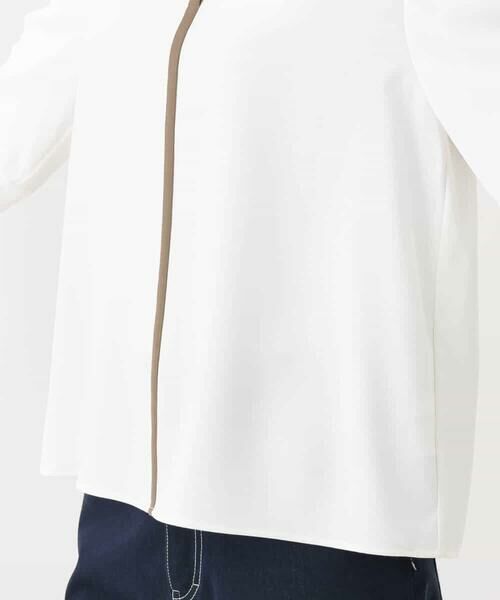 MK MICHEL KLEIN / エムケーミッシェルクラン シャツ・ブラウス | 配色パイピングVネックブラウス/洗える | 詳細17