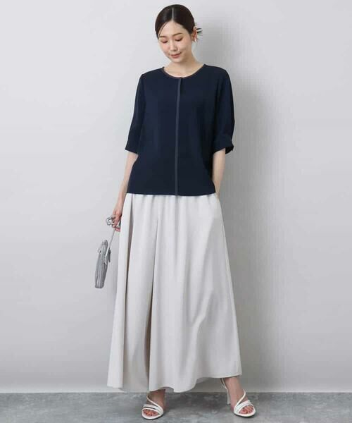 MK MICHEL KLEIN / エムケーミッシェルクラン シャツ・ブラウス | 配色パイピングVネックブラウス/洗える | 詳細3