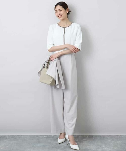 MK MICHEL KLEIN / エムケーミッシェルクラン シャツ・ブラウス | 配色パイピングVネックブラウス/洗える | 詳細8