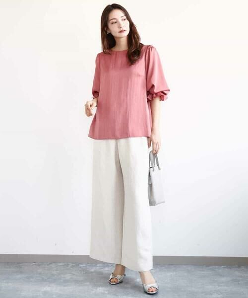 MK MICHEL KLEIN / エムケーミッシェルクラン シャツ・ブラウス | ボリュームスリーブサテンブラウス/洗える | 詳細10