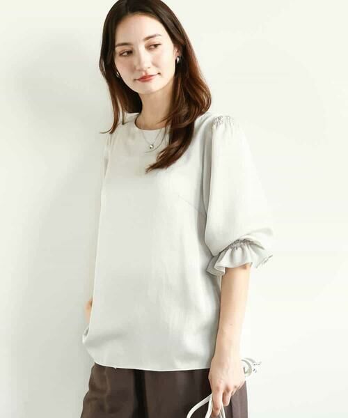 MK MICHEL KLEIN / エムケーミッシェルクラン シャツ・ブラウス | ボリュームスリーブサテンブラウス/洗える | 詳細11