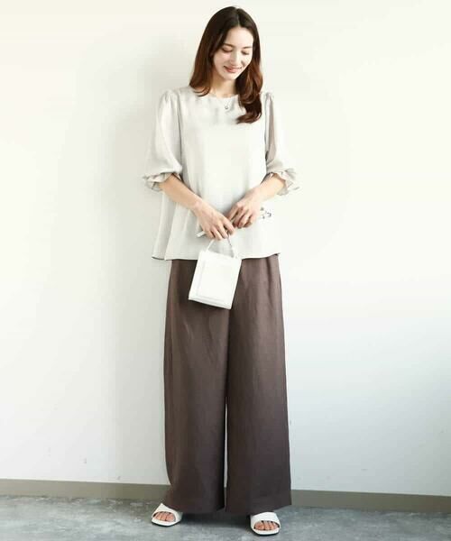 MK MICHEL KLEIN / エムケーミッシェルクラン シャツ・ブラウス | ボリュームスリーブサテンブラウス/洗える | 詳細12