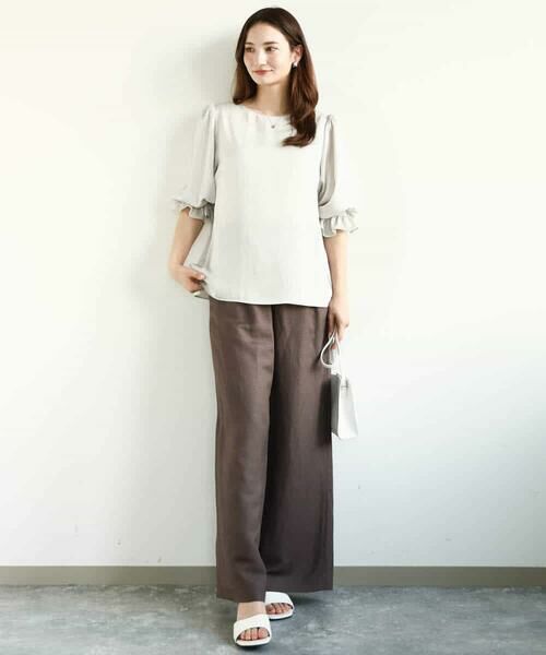 MK MICHEL KLEIN / エムケーミッシェルクラン シャツ・ブラウス | ボリュームスリーブサテンブラウス/洗える | 詳細13