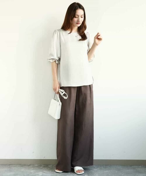 MK MICHEL KLEIN / エムケーミッシェルクラン シャツ・ブラウス | ボリュームスリーブサテンブラウス/洗える | 詳細14