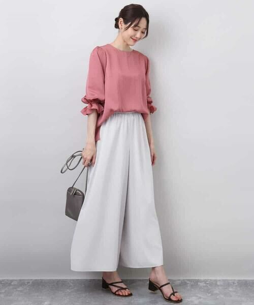 MK MICHEL KLEIN / エムケーミッシェルクラン シャツ・ブラウス | ボリュームスリーブサテンブラウス/洗える | 詳細19