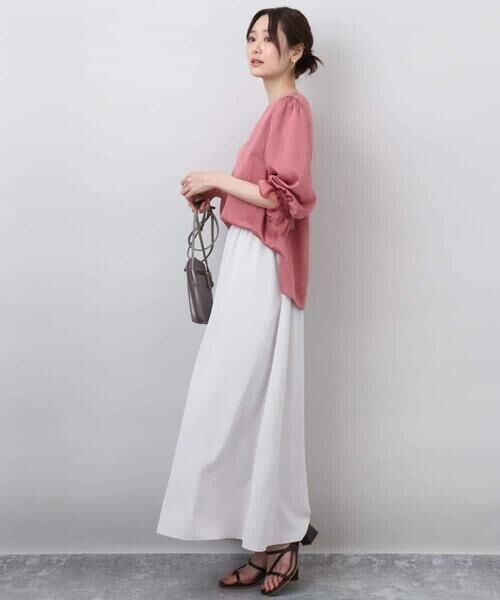 MK MICHEL KLEIN / エムケーミッシェルクラン シャツ・ブラウス | ボリュームスリーブサテンブラウス/洗える | 詳細22