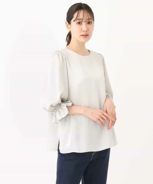 MK MICHEL KLEIN / エムケーミッシェルクラン シャツ・ブラウス | ボリュームスリーブサテンブラウス/洗える | 詳細23