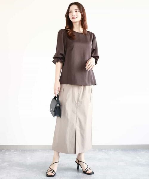 MK MICHEL KLEIN / エムケーミッシェルクラン シャツ・ブラウス | ボリュームスリーブサテンブラウス/洗える | 詳細4