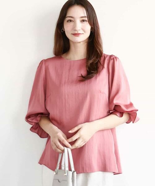 MK MICHEL KLEIN / エムケーミッシェルクラン シャツ・ブラウス | ボリュームスリーブサテンブラウス/洗える | 詳細6