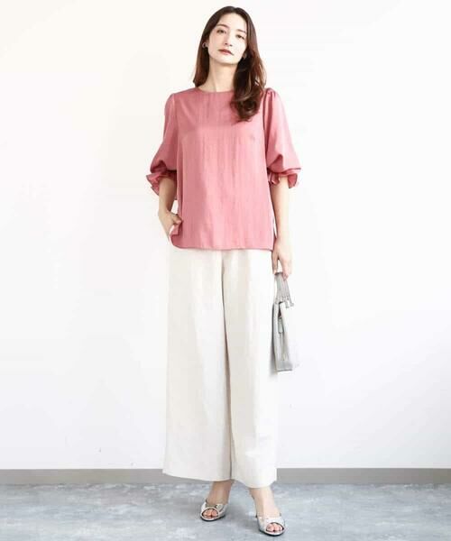 MK MICHEL KLEIN / エムケーミッシェルクラン シャツ・ブラウス | ボリュームスリーブサテンブラウス/洗える | 詳細7