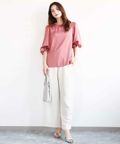 MK MICHEL KLEIN / エムケーミッシェルクラン シャツ・ブラウス | ボリュームスリーブサテンブラウス/洗える | 詳細8