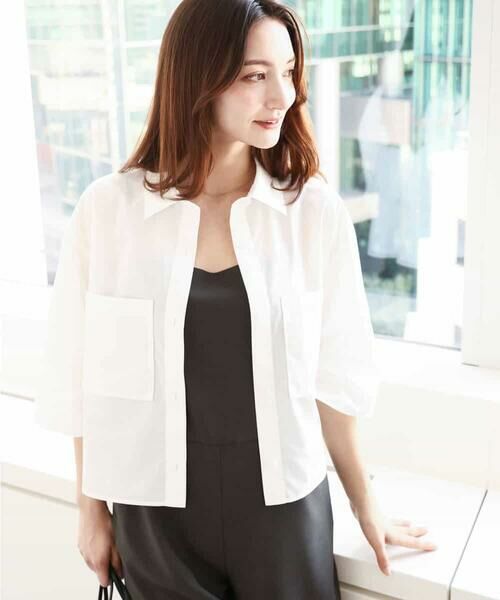 MK MICHEL KLEIN / エムケーミッシェルクラン シャツ・ブラウス | コットンライククロップドシャツブラウス/洗える | 詳細1