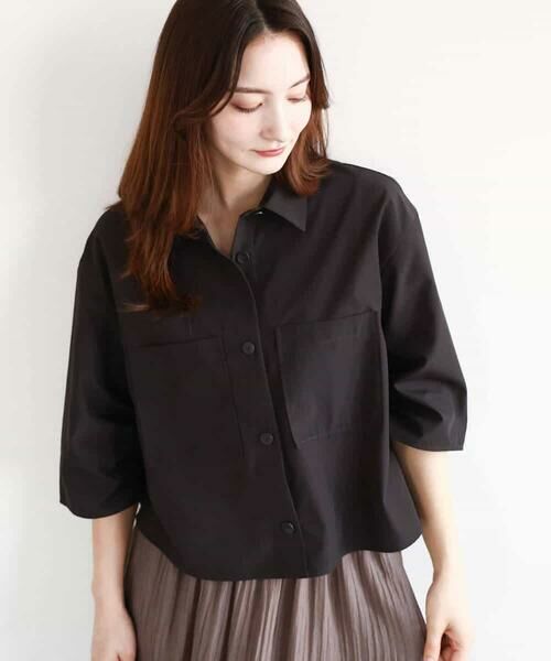 MK MICHEL KLEIN / エムケーミッシェルクラン シャツ・ブラウス | コットンライククロップドシャツブラウス/洗える | 詳細5